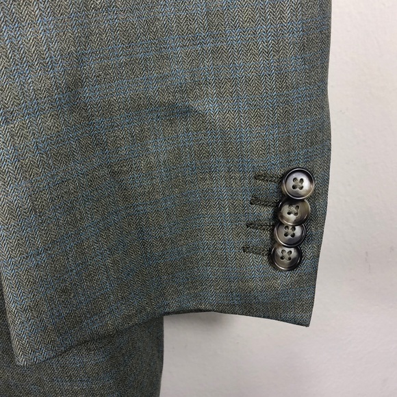 Ermenegildo Zegna Green Blue Plaid Wool Blazer 44L - Picture 5 of 9